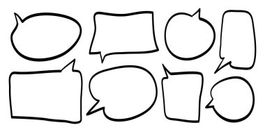 Konuşma baloncukları çizgi roman setinde. Beyaz arka planda izole edilmiş. vektör illüstrasyonu