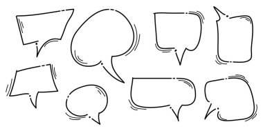 Konuşma baloncukları çizgi roman setinde. Beyaz arka planda izole edilmiş. vektör illüstrasyonu