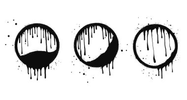 Metin çemberi için sprey boya çerçeveleri ve beyaza karşı siyah kutular. Şablon sınırı. Beyaz arka planda izole edilmiş. vektör illüstrasyonu