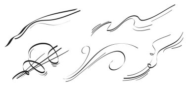 Karalama rüzgarı esintisi, beyaz arka planda izole edilmiş fırtına tasarımı. vektör el çizimi resimleme