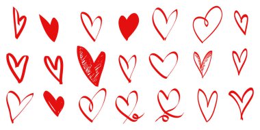 Doodle hearts on set. hand drawn style. love symbol. vector illustration