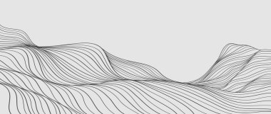 Dağ çizgisi sanat manzarası çizimi. Yaratıcı minimalist modern çizgi sanat modeli. Soyut çağdaş estetik arka planlar, manzaralar. Dağ, tepe ve çöl