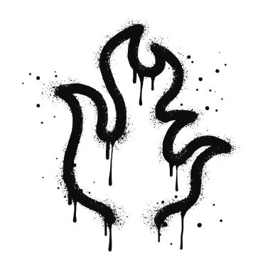 Sprey boyalı grafiti alev ikonu. Ateş sembolü. Beyaz arka planda izole edilmiş. vektör illüstrasyonu