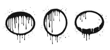 Metin çemberi için sprey boya çerçeveleri ve beyaza karşı siyah kutular. Şablon sınırı. Beyaz arka planda izole edilmiş. vektör illüstrasyonu