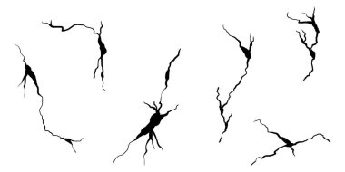 El çizimi çatlak duvar, zemin, cam, yumurta. Karalama molası seti. vektör illüstrasyonu