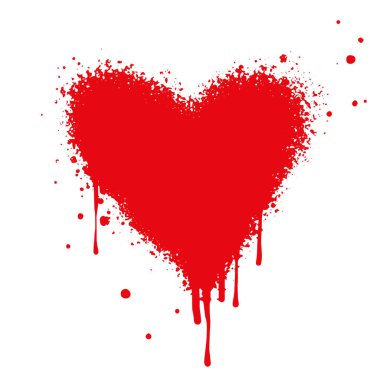 Spray painted graffiti heart sign in red over white. Love heart drip symbol. isolated on white background. vector illustration