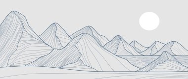 El çizimi Dağ Çizgisi Sanat Çizimi. Soyut dağ, çağdaş estetik arka planlar, manzara. baskı sanatı, poster, kapak, afiş