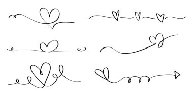 Doodle hearts on set. hand drawn style. love symbol. vector illustration