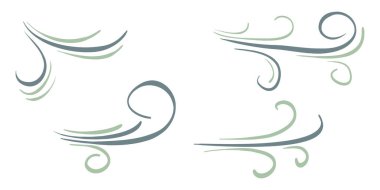 Dondurucu rüzgar, fırtına, hava esintisi, girdap tasarım elementleri. Beyaz arka planda izole edilmiş. vektör el çizimi resimleme