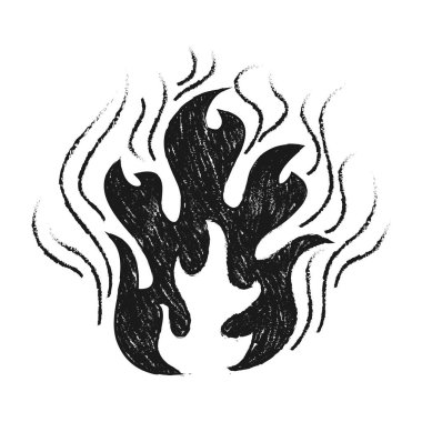 Ateş alevi simgesinin el çizimi. Beyaz arka planda izole edilmiş. vektör simgesi illüstrasyonu