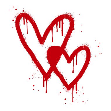 Spray painted graffiti heart sign in red over white. Love heart drip symbol. isolated on white background. vector illustration