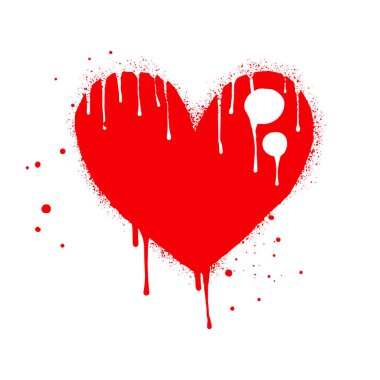 Spray painted graffiti heart sign in red over white. Love heart drip symbol. isolated on white background. vector illustration