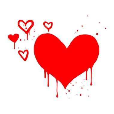 Spray painted graffiti heart sign in red over white. Love heart drip symbol. isolated on white background. vector illustration