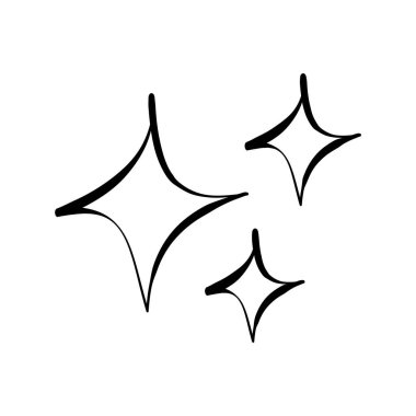 Kıvılcımlar saçan yıldızlar. Parlak ikon, Temiz Yıldız ikonu. Beyaz arka planda izole edilmiş. vektör illüstrasyonu