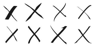 Hand drawn cross mark. doodle set of wrong sign or false mark. vector illustration