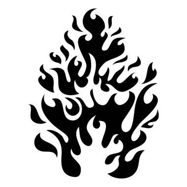 Ateş alevi sembolü çizilmiş. Beyaz arka planda izole edilmiş. karalama tasarım ögesi