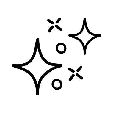 Kıvılcımlar saçan yıldızlar. Parlak ikon, Temiz Yıldız ikonu. Beyaz arka planda izole edilmiş. vektör illüstrasyonu