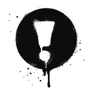 Sprey boyalı grafiti ünlem işaretleri beyazın üzerine siyaha boyanmış. Beyaz arka planda izole edilmiş. vektör illüstrasyonu