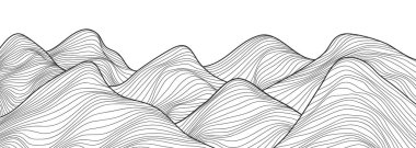 Dağ çizgisi çizimi. El çizimi stili. Soyut dağ, çağdaş estetik arka planlar, manzara. baskı sanatı, poster, kapak, afiş