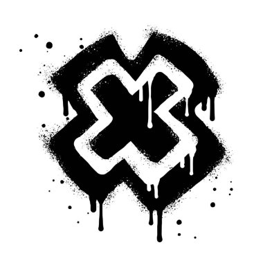 Spray painted graffiti check mark in black over white. X symbol. isolated on white background. vector illustration