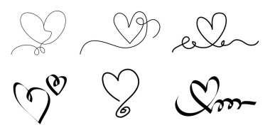 Doodle hearts on set. hand drawn style. love symbol. vector illustration