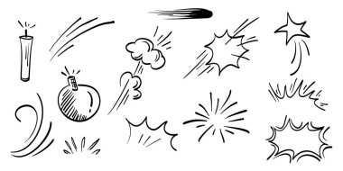 El çizimi soyut karalama elementleri seti. kavram tasarımı için kullan. Beyaz arka planda izole edilmiş. vektör illüstrasyonu