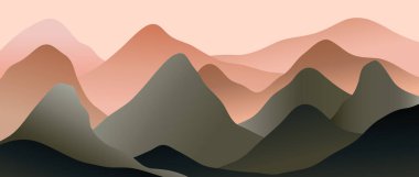 Dağ manzarası. yaratıcı minimalist modern sanat baskısı. dağlar, tepeler ve orman. baskı sanatı, poster, kapak, afiş