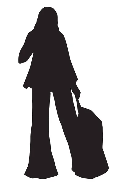 Illustration Vectorielle Avec Silhouette Noire Figure Féminine Dans Les Vêtements — Image vectorielle