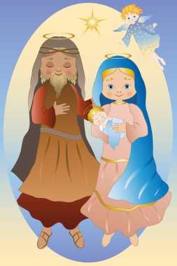 Kutsal aile Meryem, Yusuf, İsa ve bir melekle