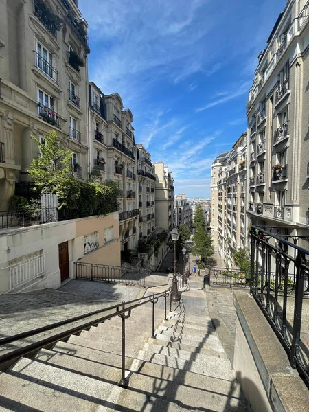 Scena Affascinante Strada Parigina Con Elegante Scalinata Architettura Urbana Punto — Foto Stock