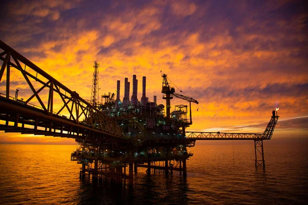 Offshoreanläggning För Produktion Olja Och Gas Olje Och Gasindustrin Och — Stockfoto