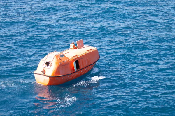 Bote Salvavidas Balsa Salvavidas Transportados Para Evacuación Emergencia Caso Desastre — Foto de Stock