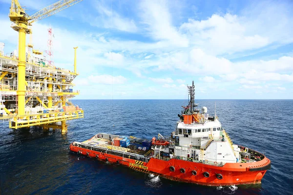 Plataforma Construcción Offshore Para Producción Petróleo Gas Industria Del Petróleo — Foto de Stock