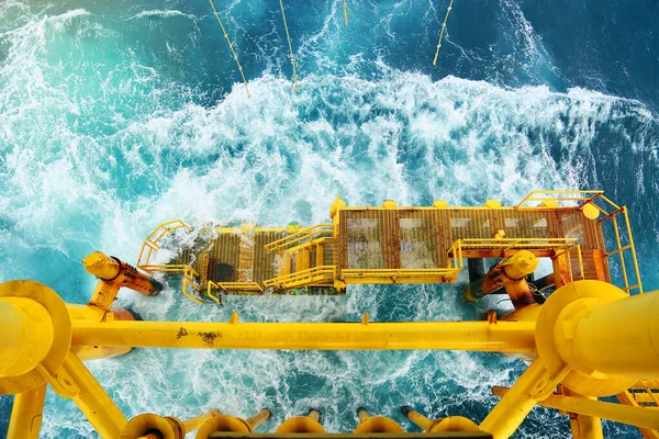 Offshore Bouwplatform Voor Productie Van Olie Gas Aardolie Gasindustrie Hard Stockfoto