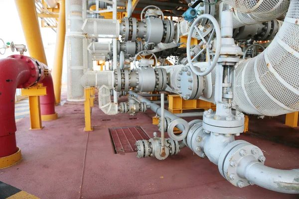 Manifold Linha Produção Petróleo Gás Que Controlada Pelo Programa Técnico — Fotografia de Stock