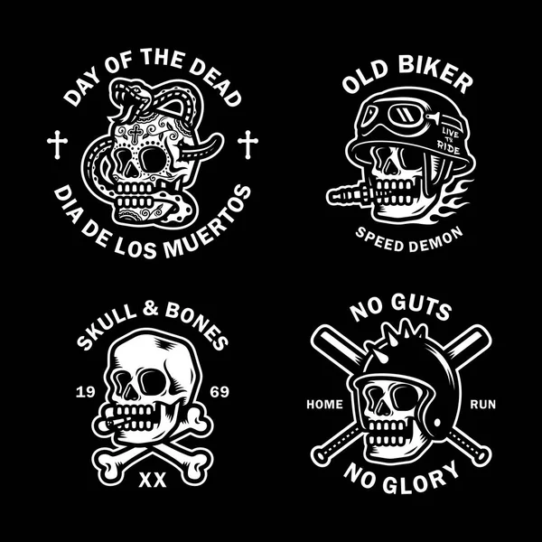Ilustración Vectorial Del Logotipo Del Cráneo Negro — Archivo Imágenes Vectoriales
