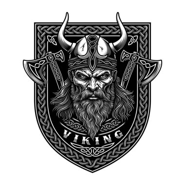 Viking Savaşçısı Başlığı Başlık ve Eksen Vektörü Grafiği
