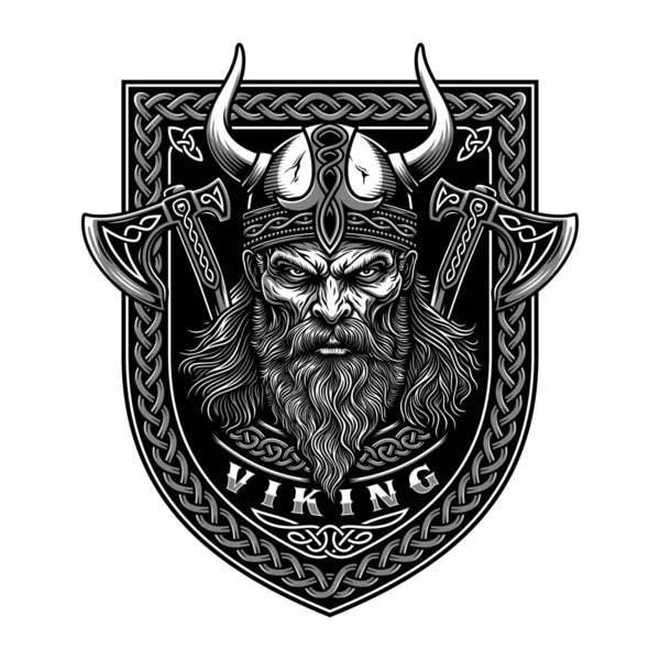 Viking Warrior Head Bär Hjälm Och Axlar Vektor Grafik Stockvektor