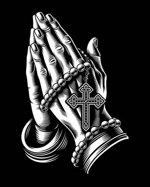 Dua Eden Elle Tespih İllüstrasyonu