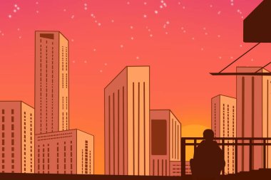 The man sitting contemplating something. Lofi