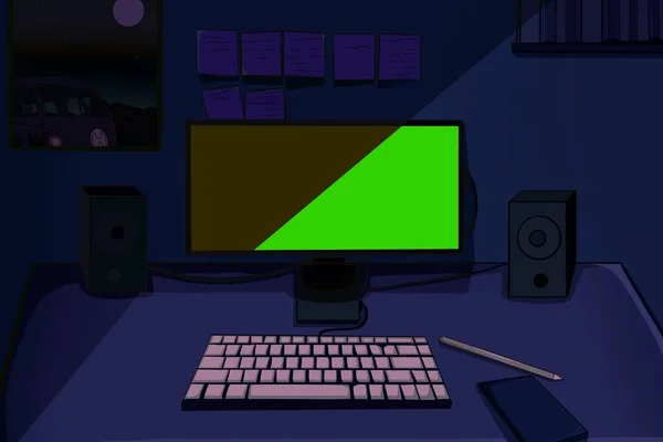 aesthetic lofi room for you. Green Screen for music video