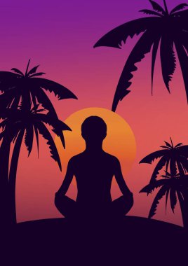 Young Woman practicing yoga in beautiful nature. Meditation in the afternoon.