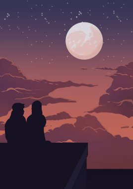 A couple is on a date at sunset. Lofi. Aesthetic