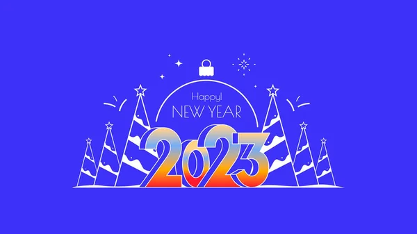 Feliz Año Nuevo 2023 Números Tipografía Tarjeta Felicitación Con Decoración — Vector de stock