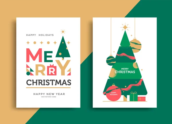 Frohe Weihnachten Laden Zum Plakatieren Ein Neujahrs Grußkarte Mit Stilisiertem — Stockvektor