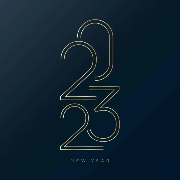 Szczęśliwego Nowego Roku 2023 Złota Typografia Projekt Karty Okolicznościowej Ciemnym — Wektor stockowy