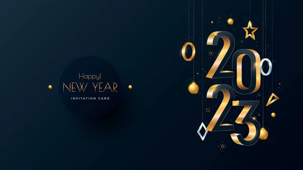 Szczęśliwego Nowego Roku 2023 Projekt Tekstu Złoty Numer 2023 Typografia — Wektor stockowy