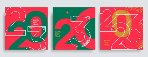 Δημιουργική Σύνθεση Καλή Χρονιά 2023 Αφίσες Μοντέρνο Λογότυπο Τυπογραφίας Διακοπών — Διανυσματικό Αρχείο
