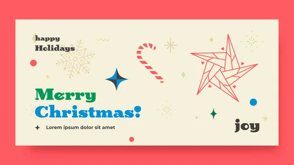 Vánoční Sociální Média Pokrývají Šablonu Vánoční Výzdobou Vektorové Vánoční Pozdrav — Stockový vektor