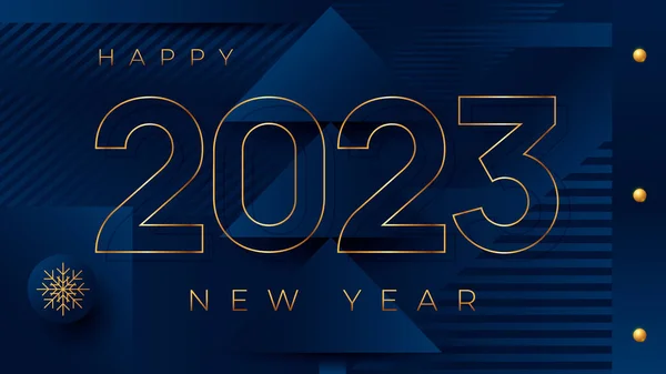 Happy New Year 2023 Greeting Card Modern Xmas Holiday Blue — Stock Vector